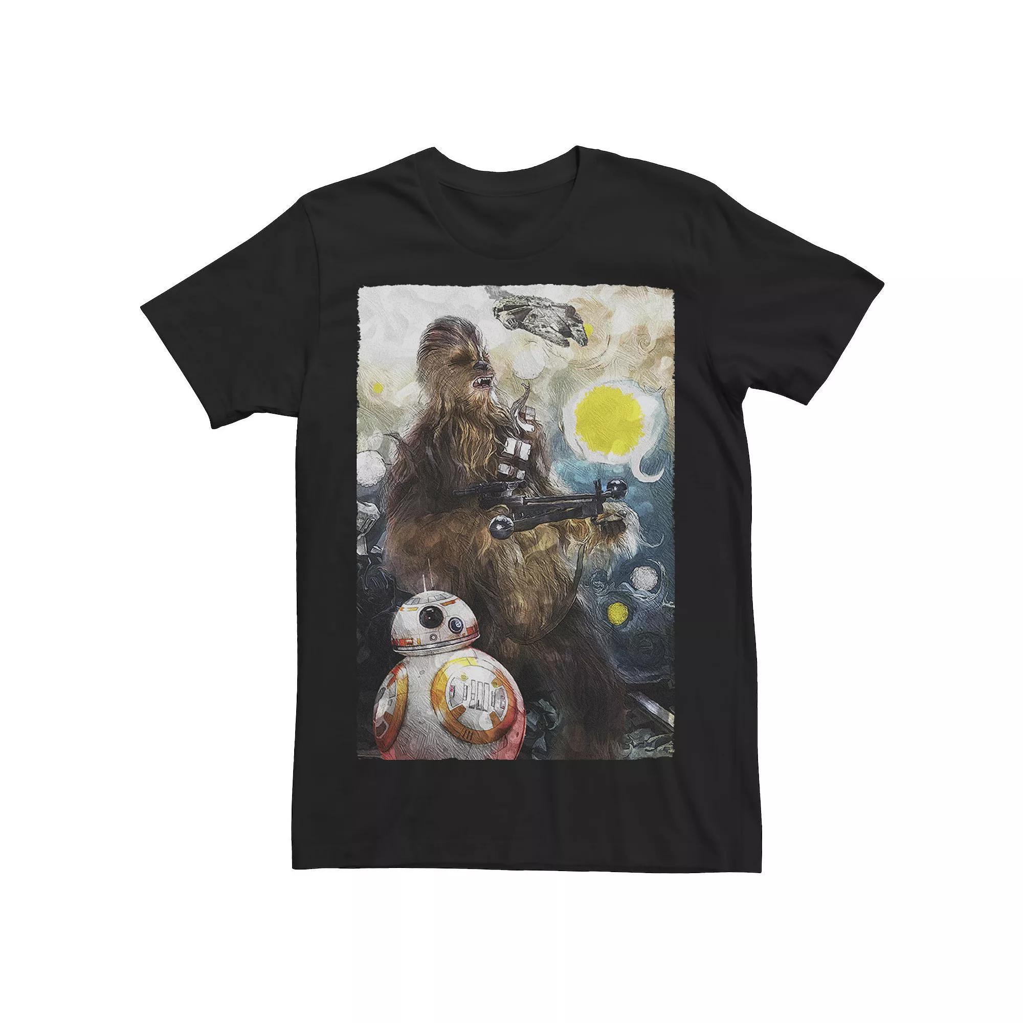 Men's Star Wars BB-8 And Chewbacca Starry Night Poster Tee,  Product Image