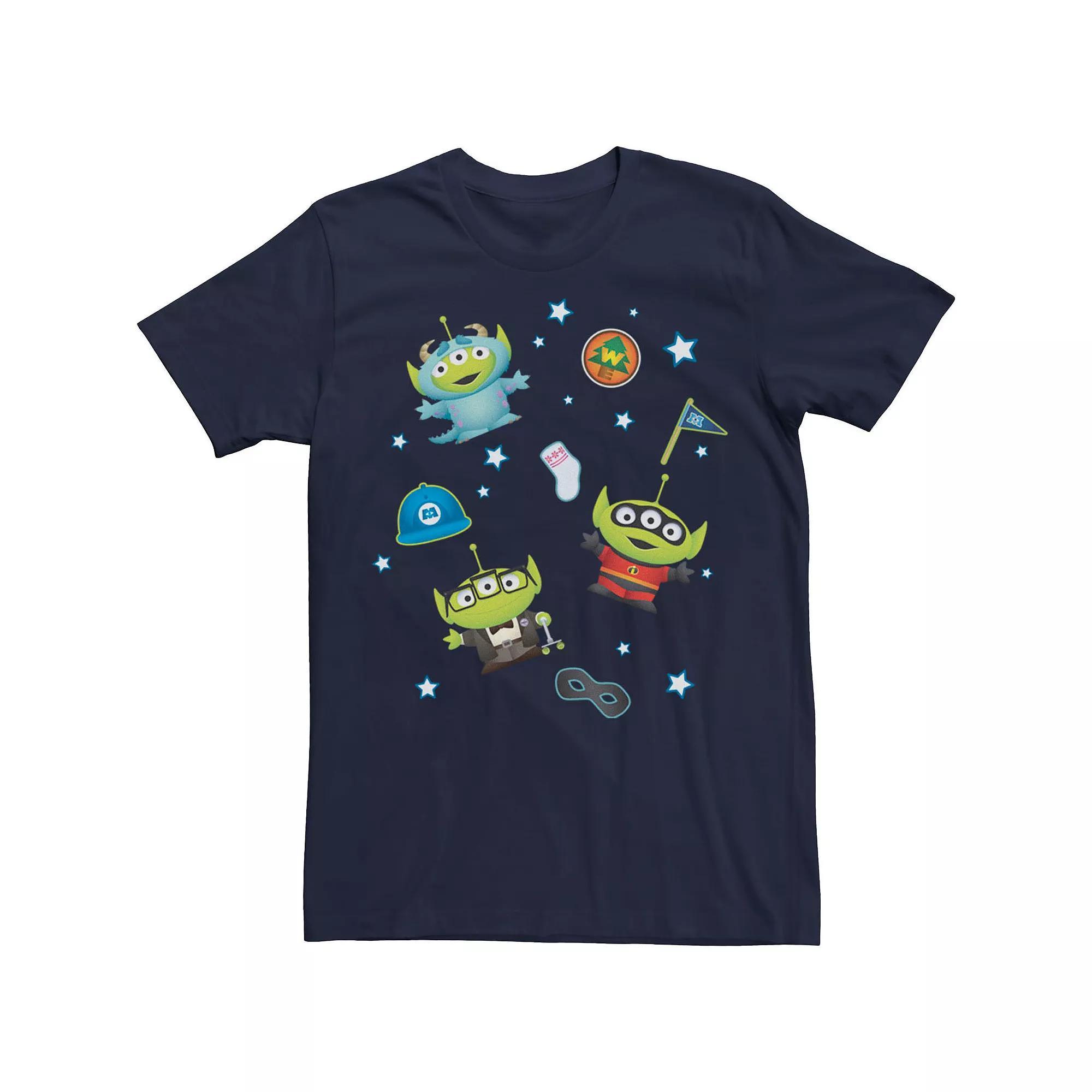 Disney / Pixar's Monsters, Inc., Up, The Incredibles Men's Mashup Tee, Size: Small, Blue Product Image