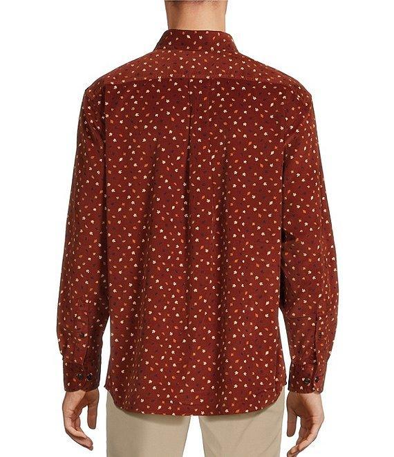 Roundtree & Yorke Long Sleeve Leaf Print Corduroy Sport Shirt Product Image
