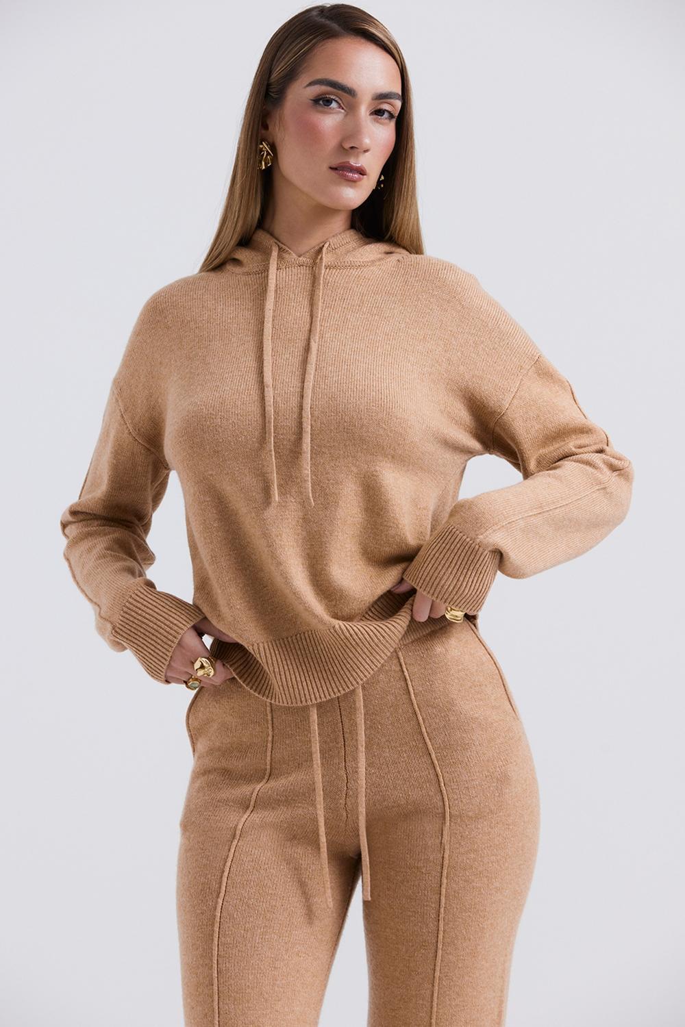 Jionni Camel Cashmere Blend Hoodie Product Image