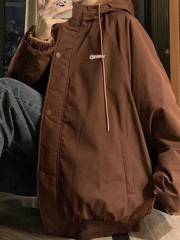 Reversible Lambswool Hooded Drawstring Embroidered Jacket Product Image