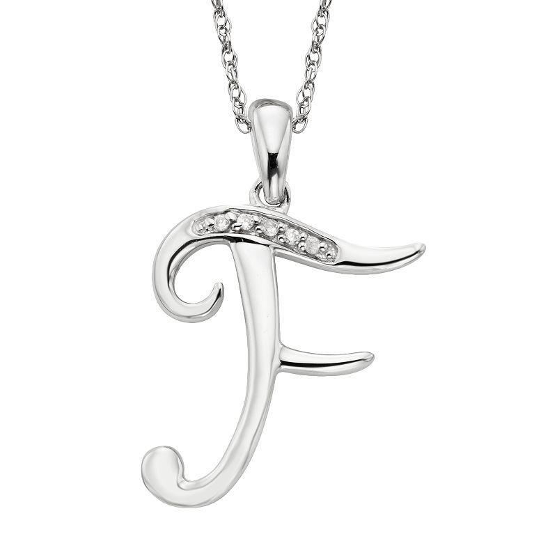 Sterling Silver Diamond Accent Initial Pendant, Womens Product Image