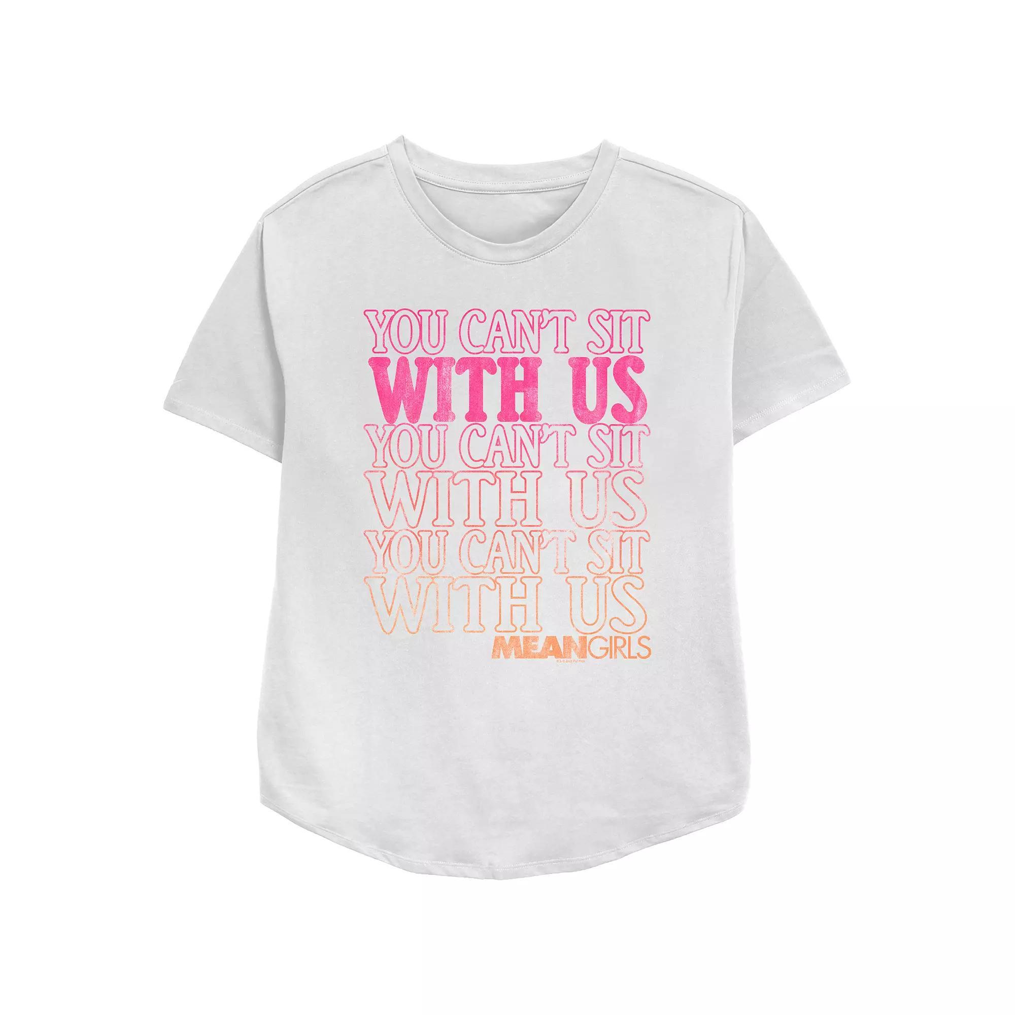 Women's Mean Girls You Can't Sit With Us Quote Relaxed Fit Graphic Tee, Girl's, Size: Medium, White Product Image