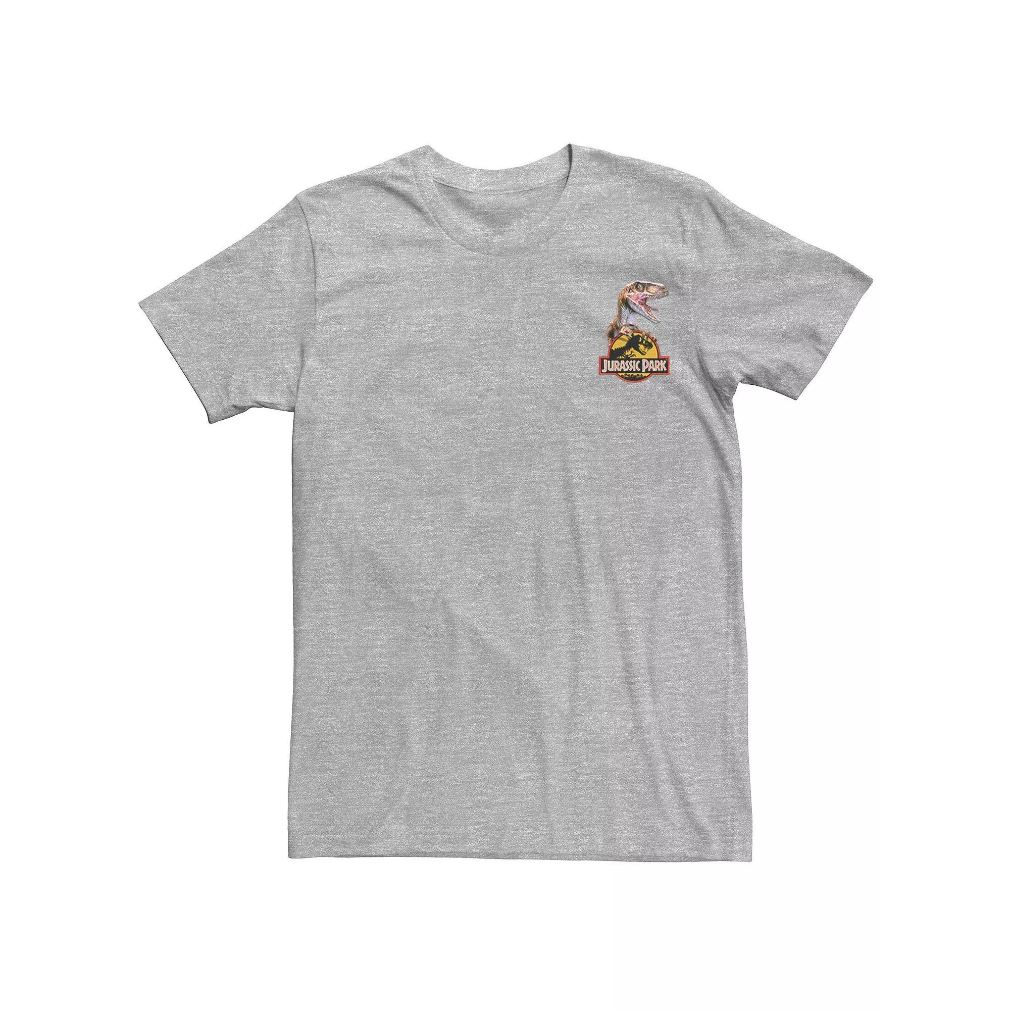 Men's Jurassic Park Raptor Hold Logo Pocket Tee, Size: Medium, Athletic Grey Product Image