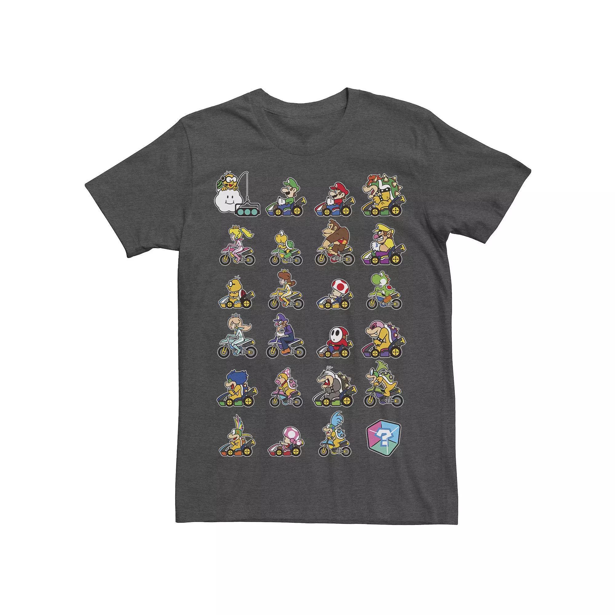 Men's Mario Kart Character Stacks Tee, Size: Large, Grey Heather Product Image