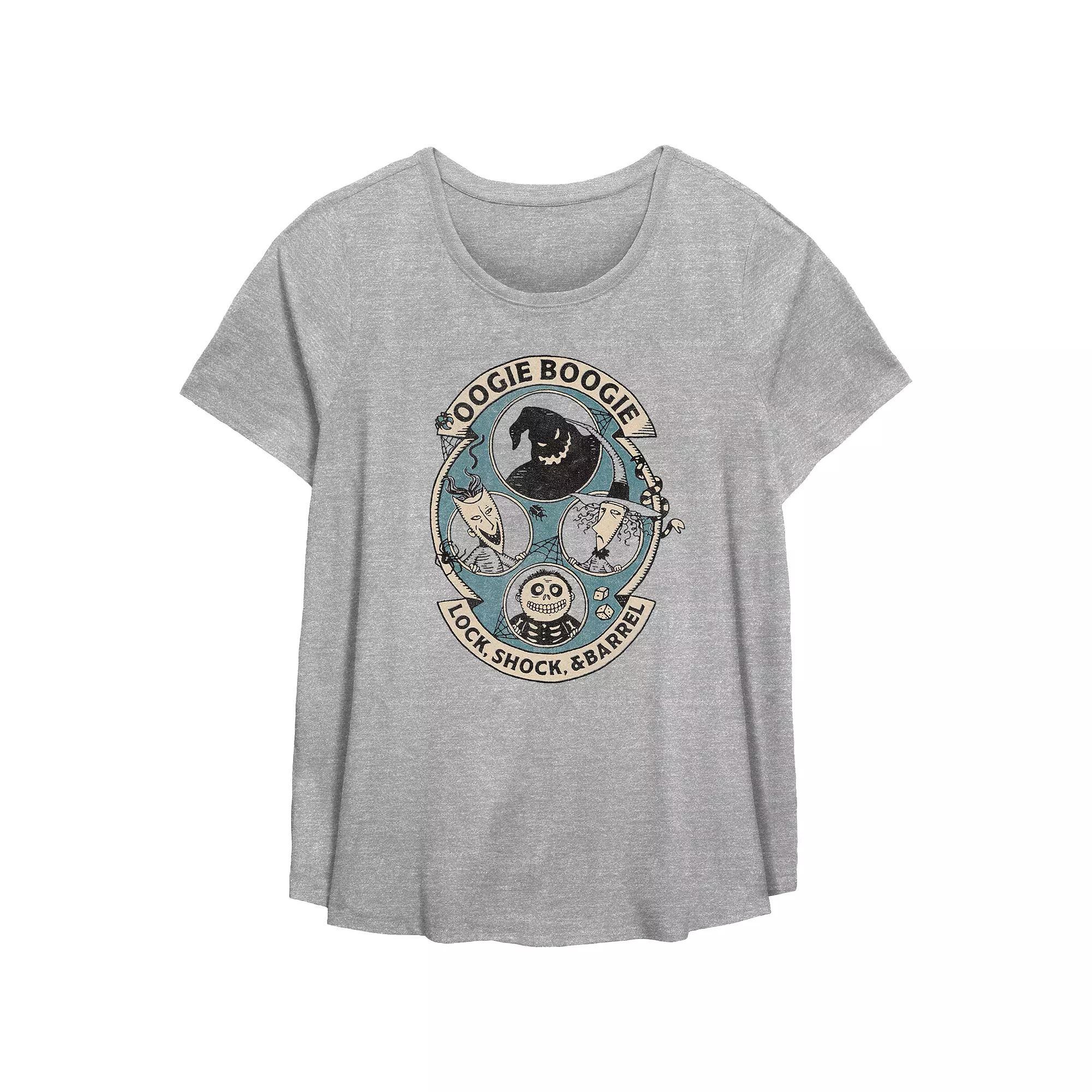 Disney's The Nightmare Before Christmas Oogie Boogie Lock, Shock, & Barrel Plus Size Flowy Graphic Tee, Women's, Size: 0X, Grey Gray Product Image