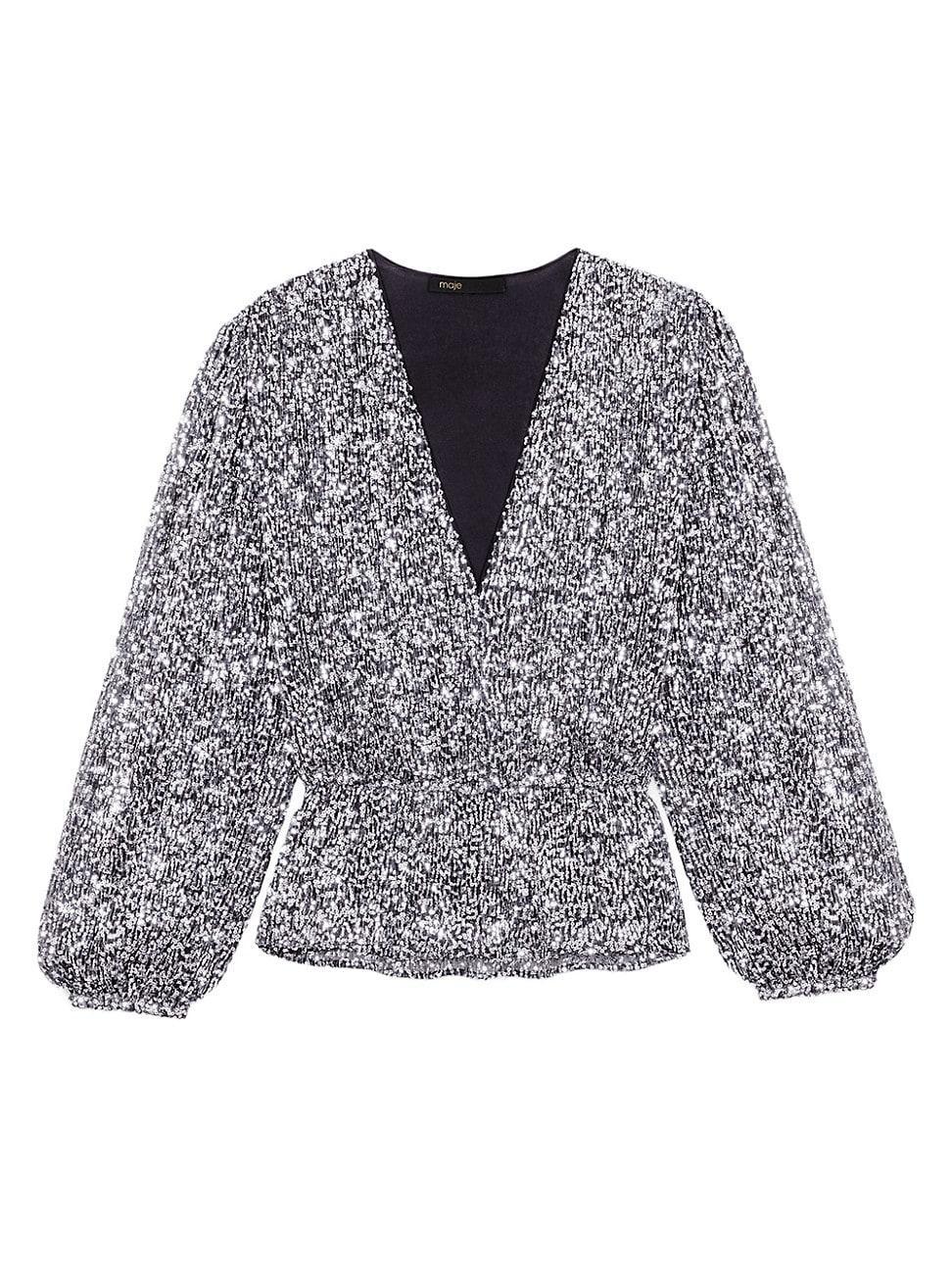 Womens Smocked Sequin Top Product Image