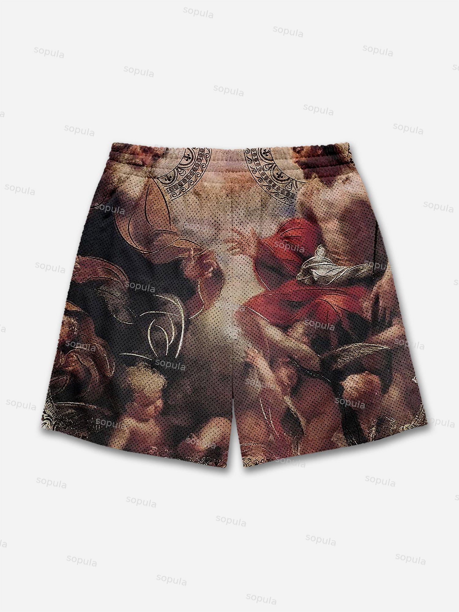 God Angels Heaven Print Mesh Shorts Product Image