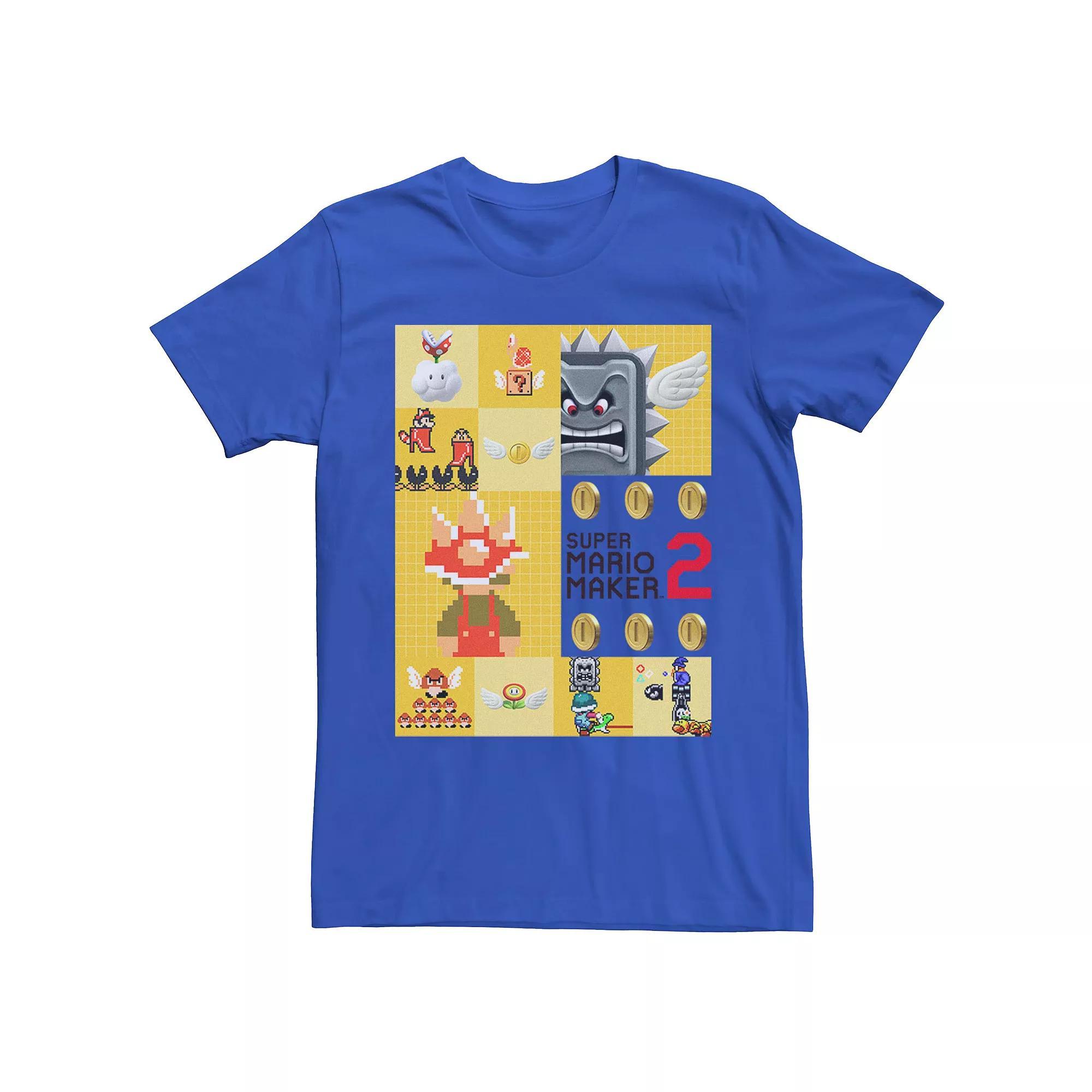 Men's Nintendo Super Mario Maker 2 Building Blocks Short Sleeve Tee, Size: XL, Royal Product Image