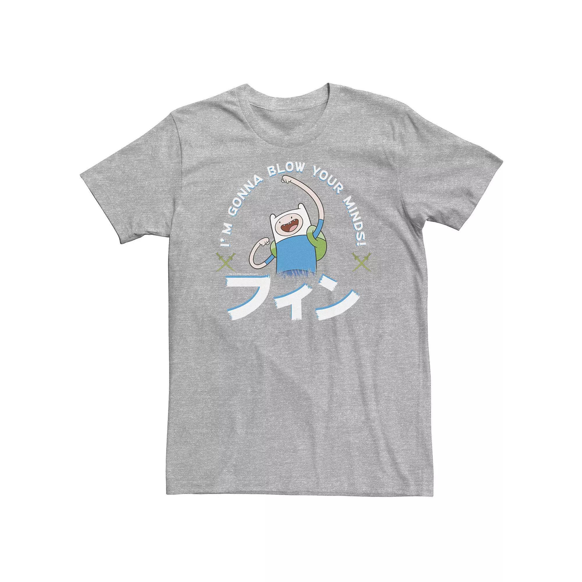 Big & Tall Cartoon Network Adventure Time Finn I'm Gonna Blow Your Minds Kanji Portrait Tee, Men's, Size: 3XL Tall, Athletic Grey Product Image