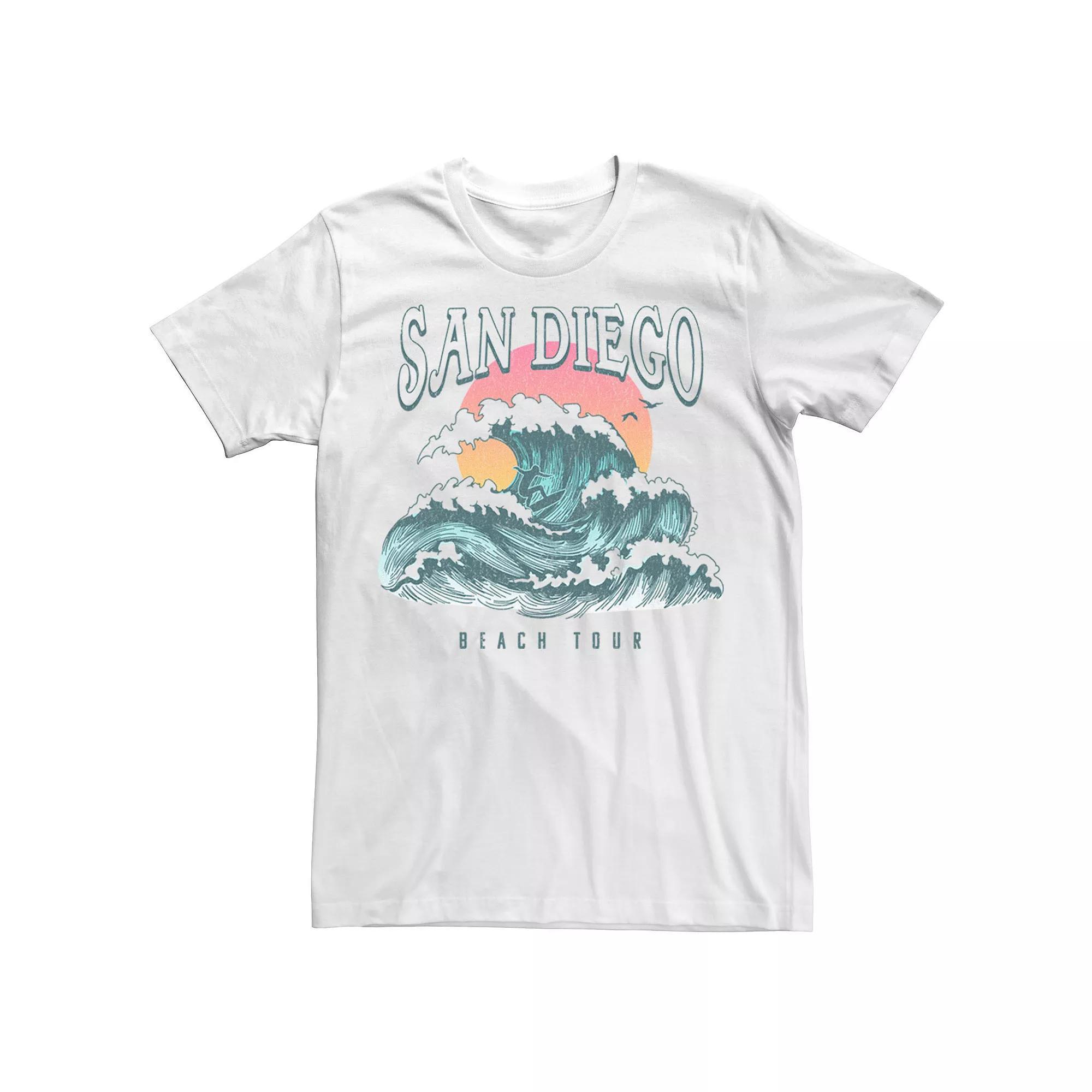 Men's San Diego Beach Wave Surf Tour Tee, Size: Small, White Product Image