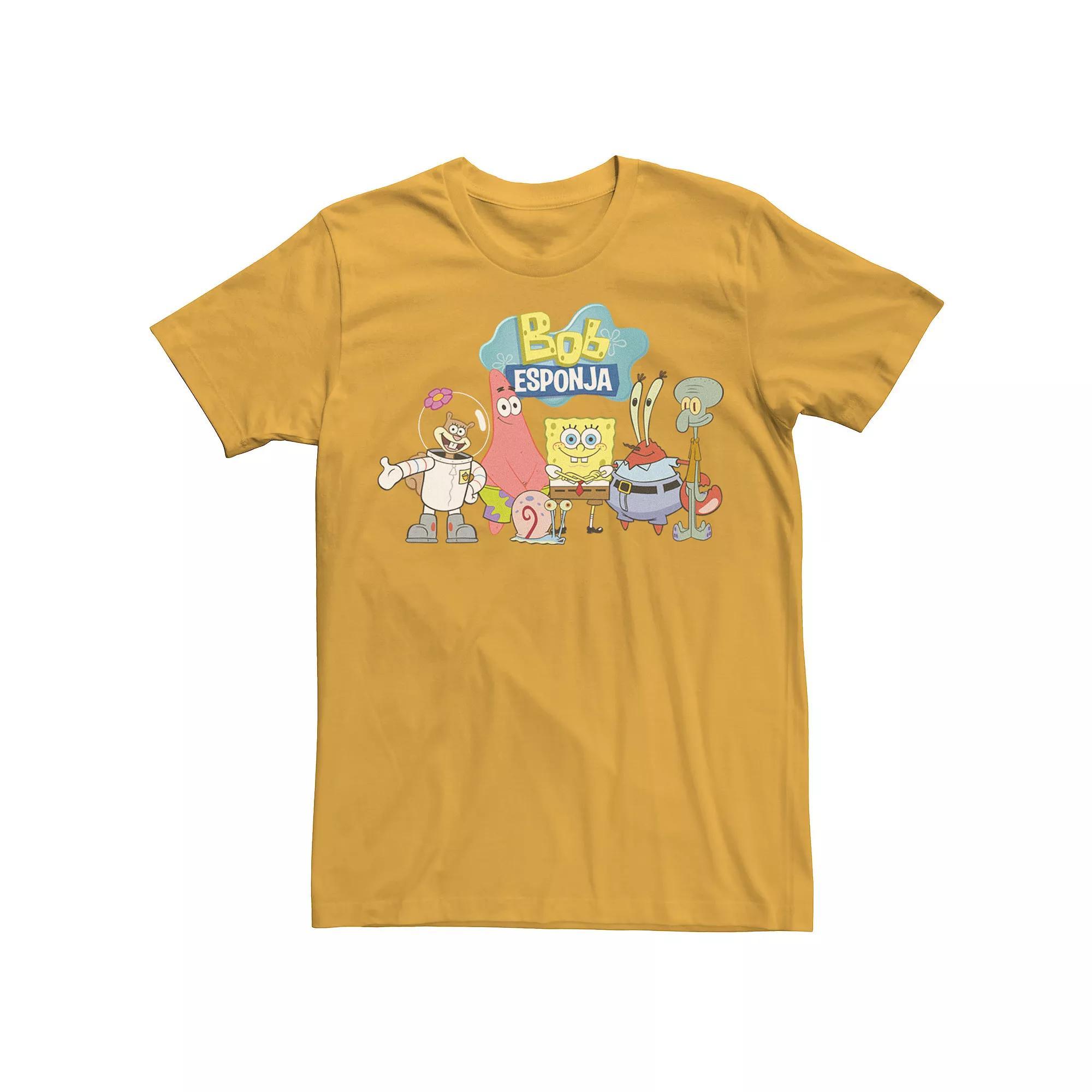 Men's Nickelodeon SpongeBob SquarePants Bob Esponja Happy Group Shot Graphic Tee,  Product Image