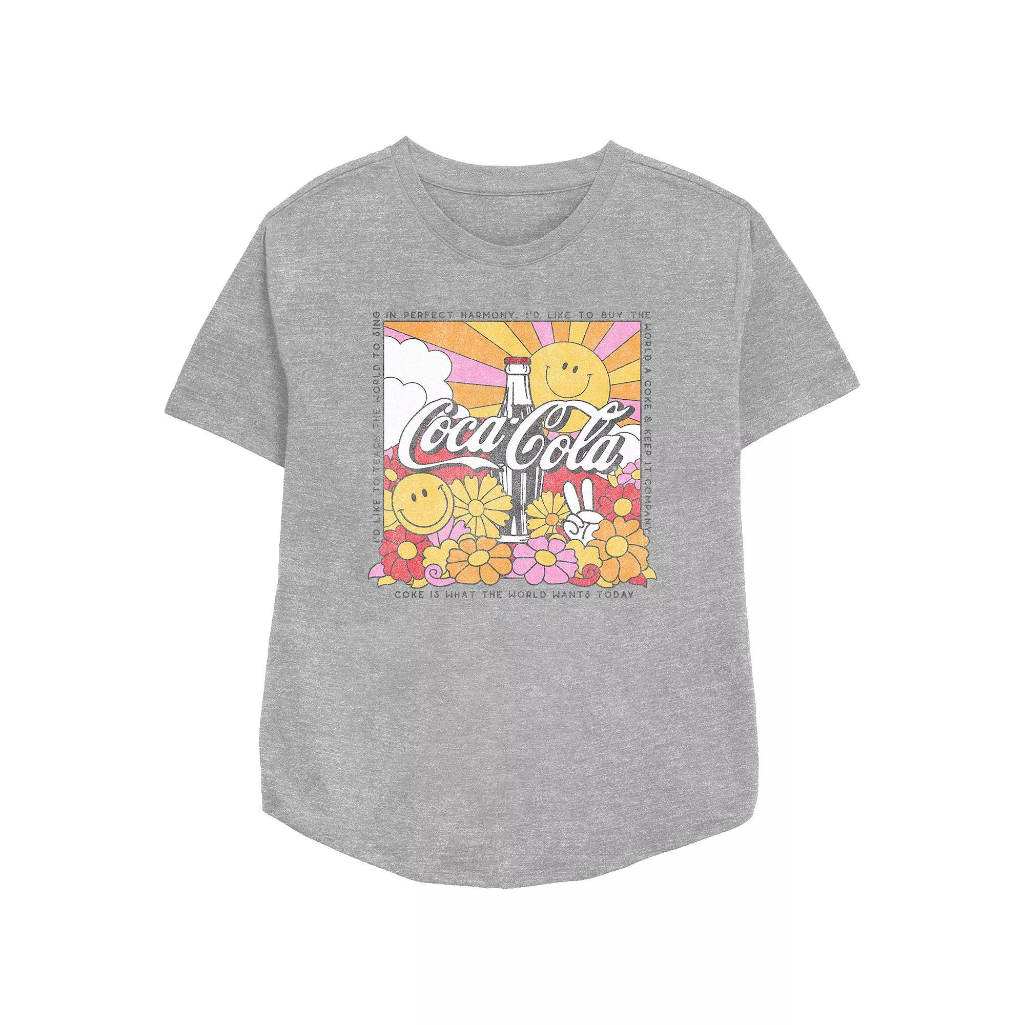 Women's Coca-Cola I'd Like To Teach The World To Sing Jingle Square Relaxed Fit Graphic Tee, Girl's,  Product Image