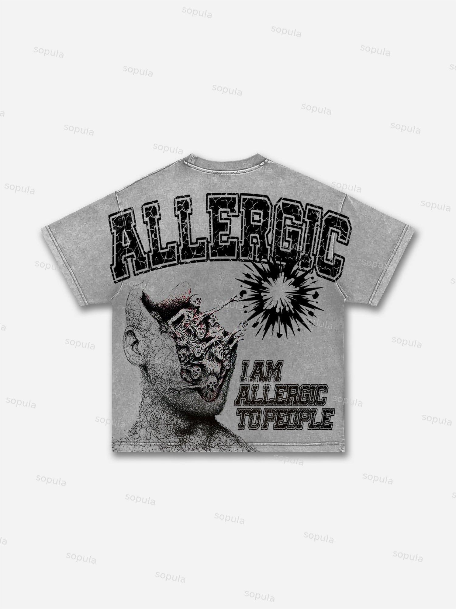 Men's I Am Allergic to People Graphic Vintage Wash T-Shirt Product Image