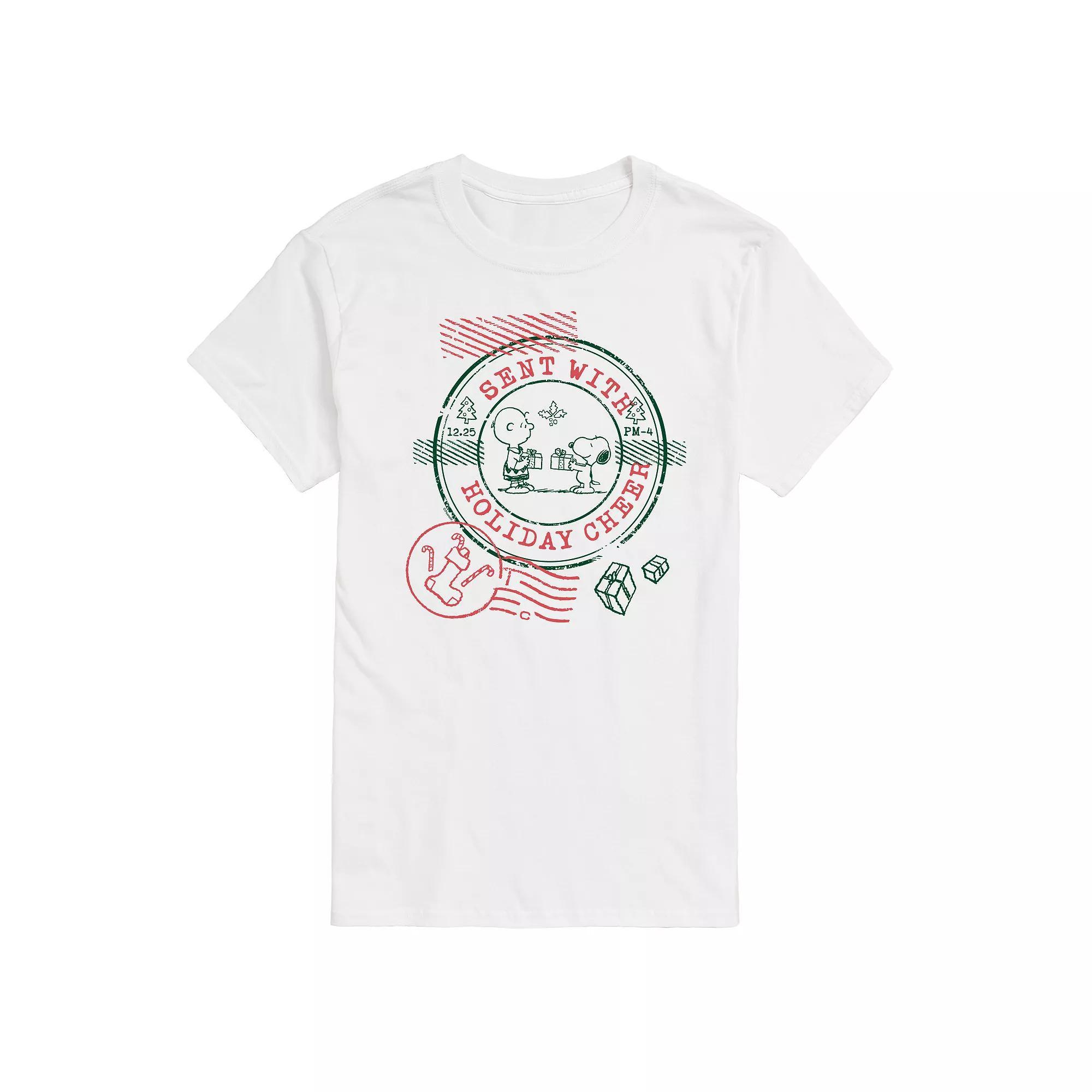 Men's Peanuts Sent With Holiday Cheer Stamp Graphic Tee, Size: XXL, White Product Image