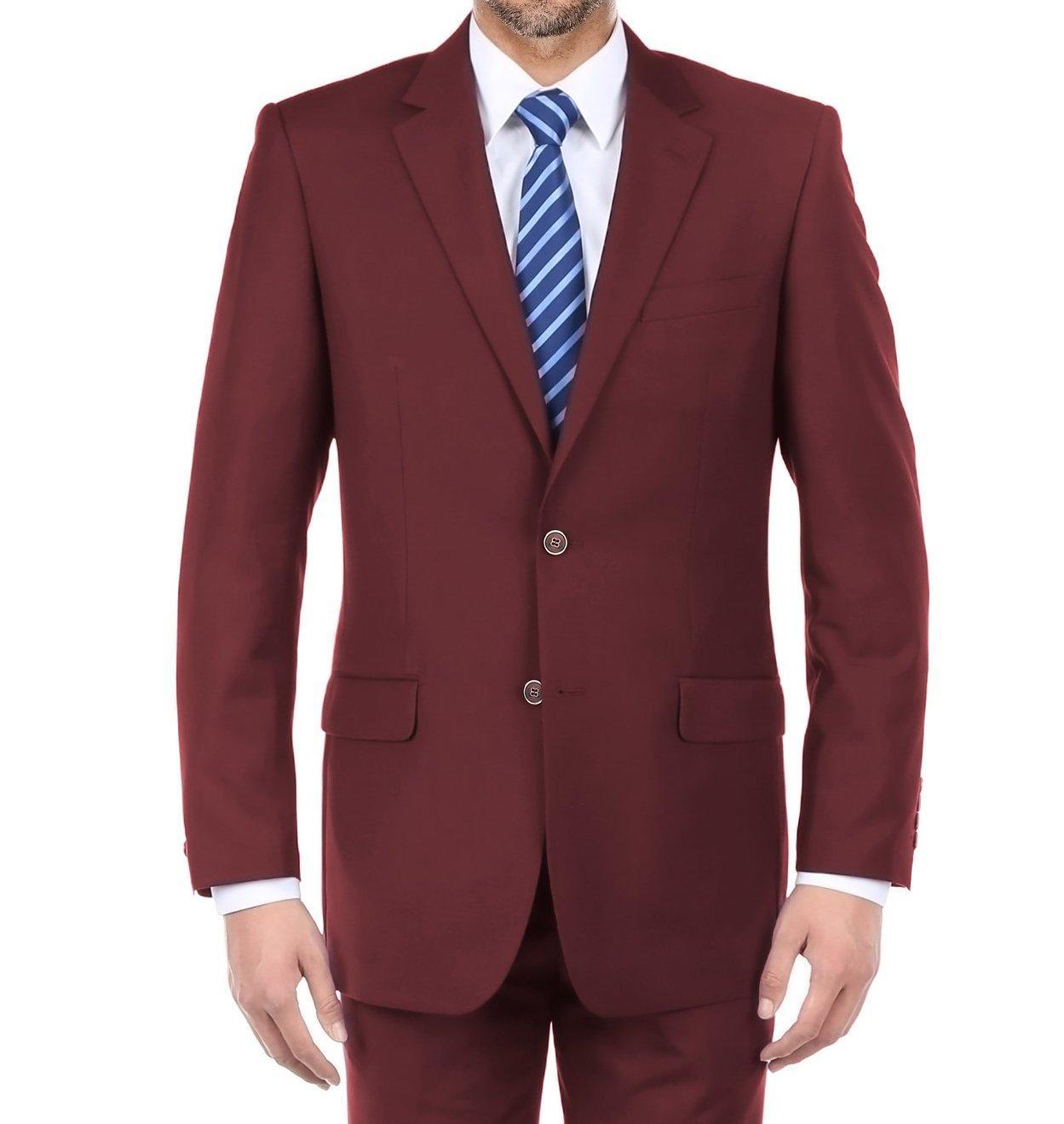 (46S) 2 Piece Suit 2 Buttons Regular Fit In Burgundy Product Image