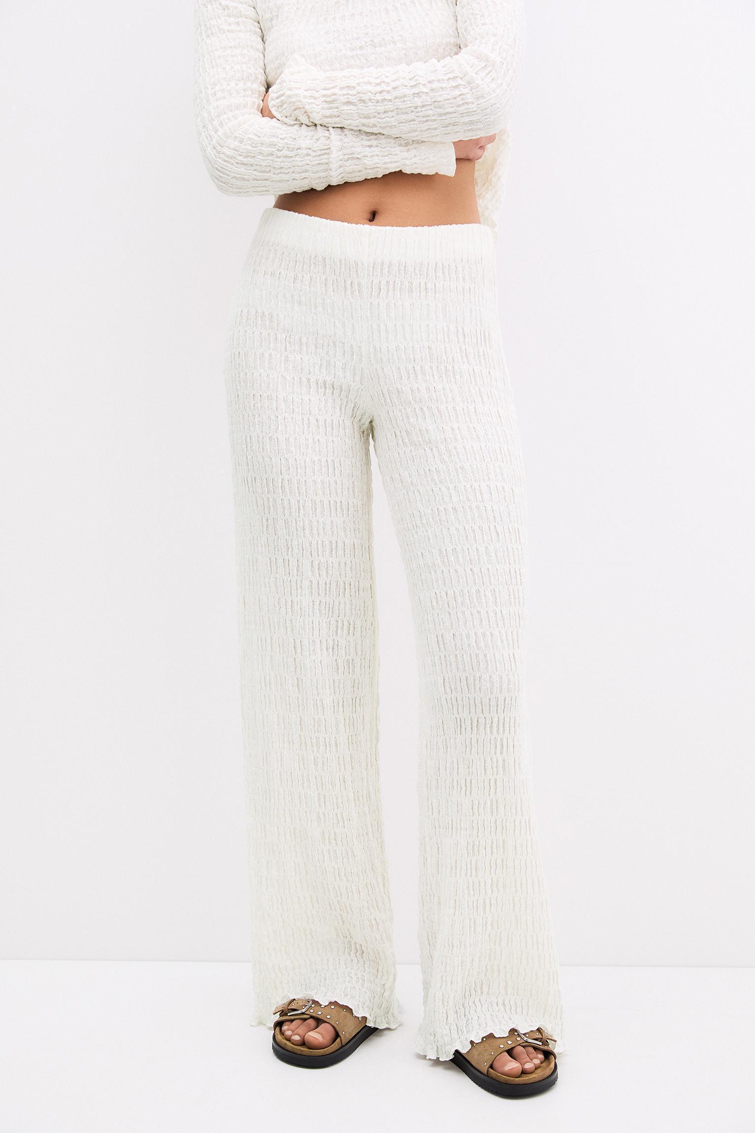 Wide leg pants in creased fabric Product Image