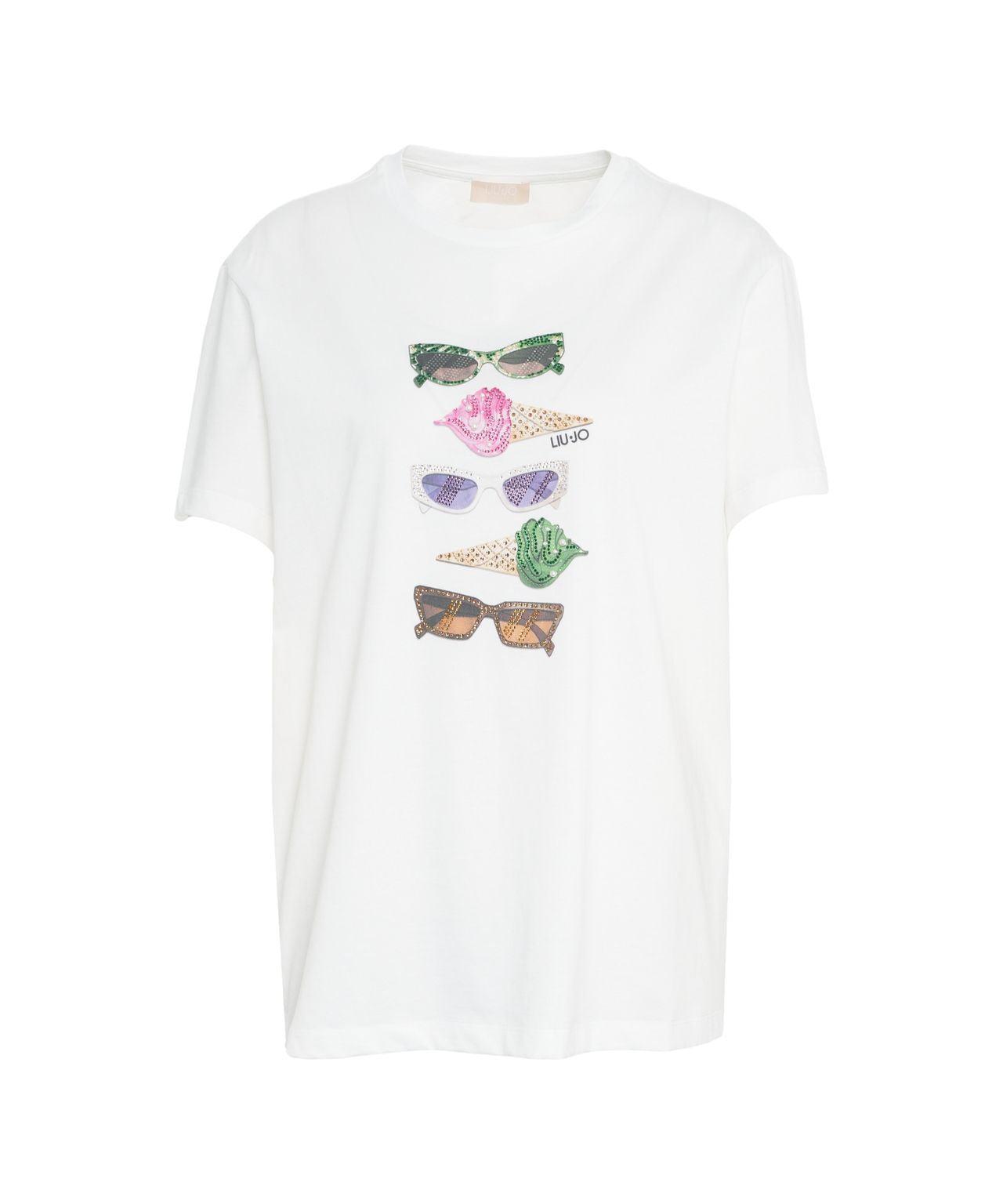 T-shirt with print and rhinestones Product Image