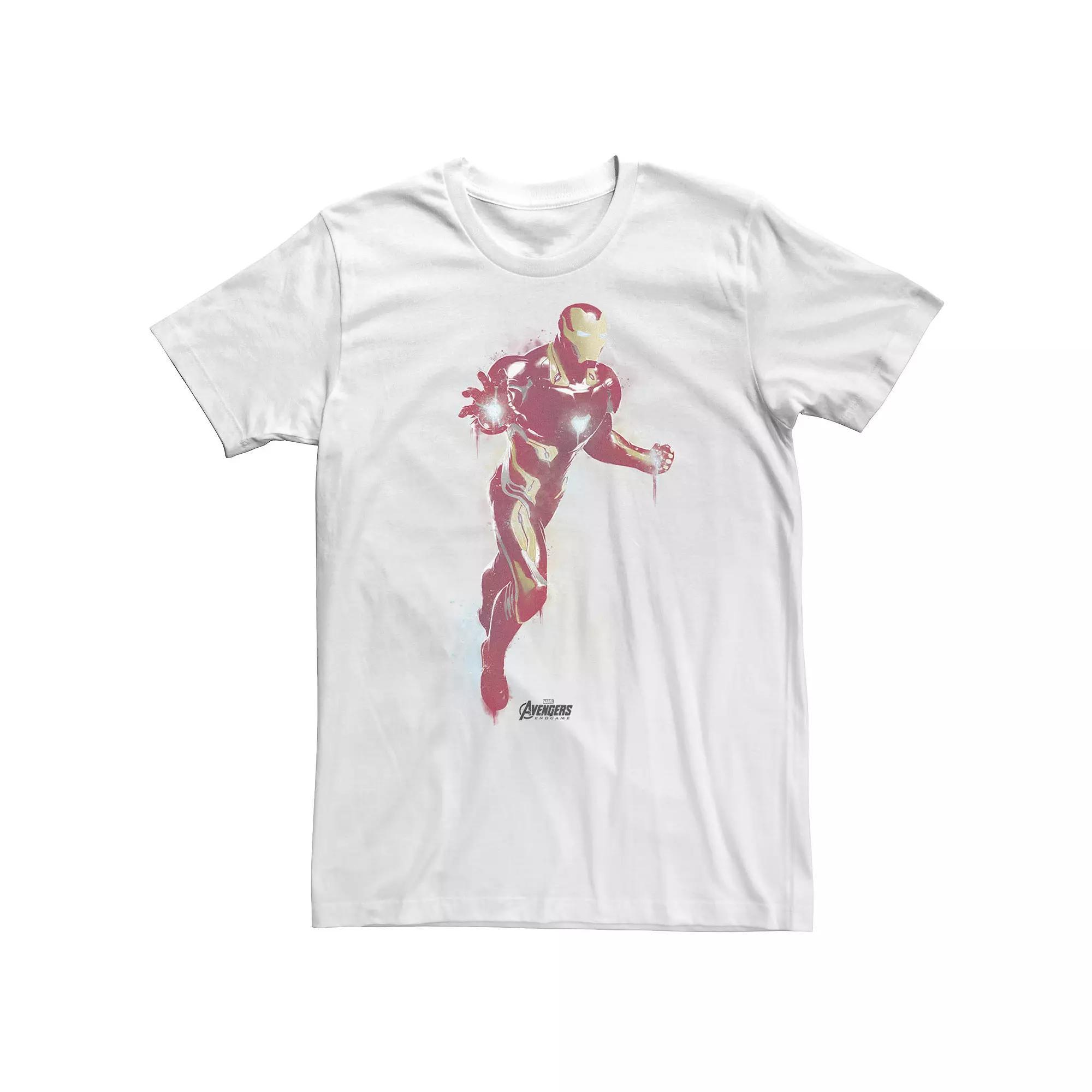 Big & Tall Marvel Avengers Endgame Iron Man Spray Paint Tee, Men's, Size: 3XL, White Product Image