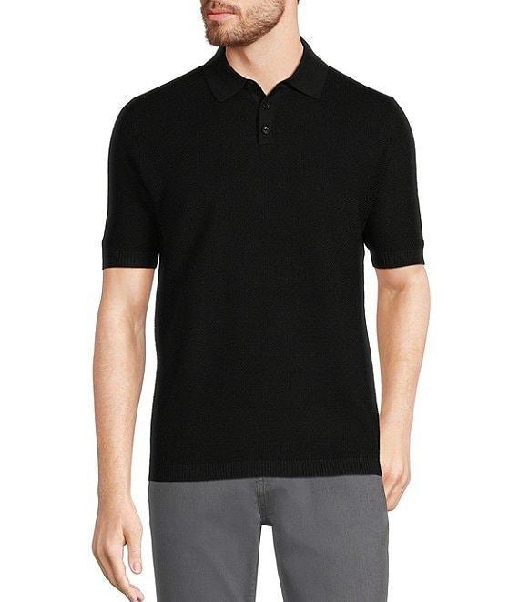 Murano Big & Tall Solid Textured Polo Short Sleeve Sweater Product Image