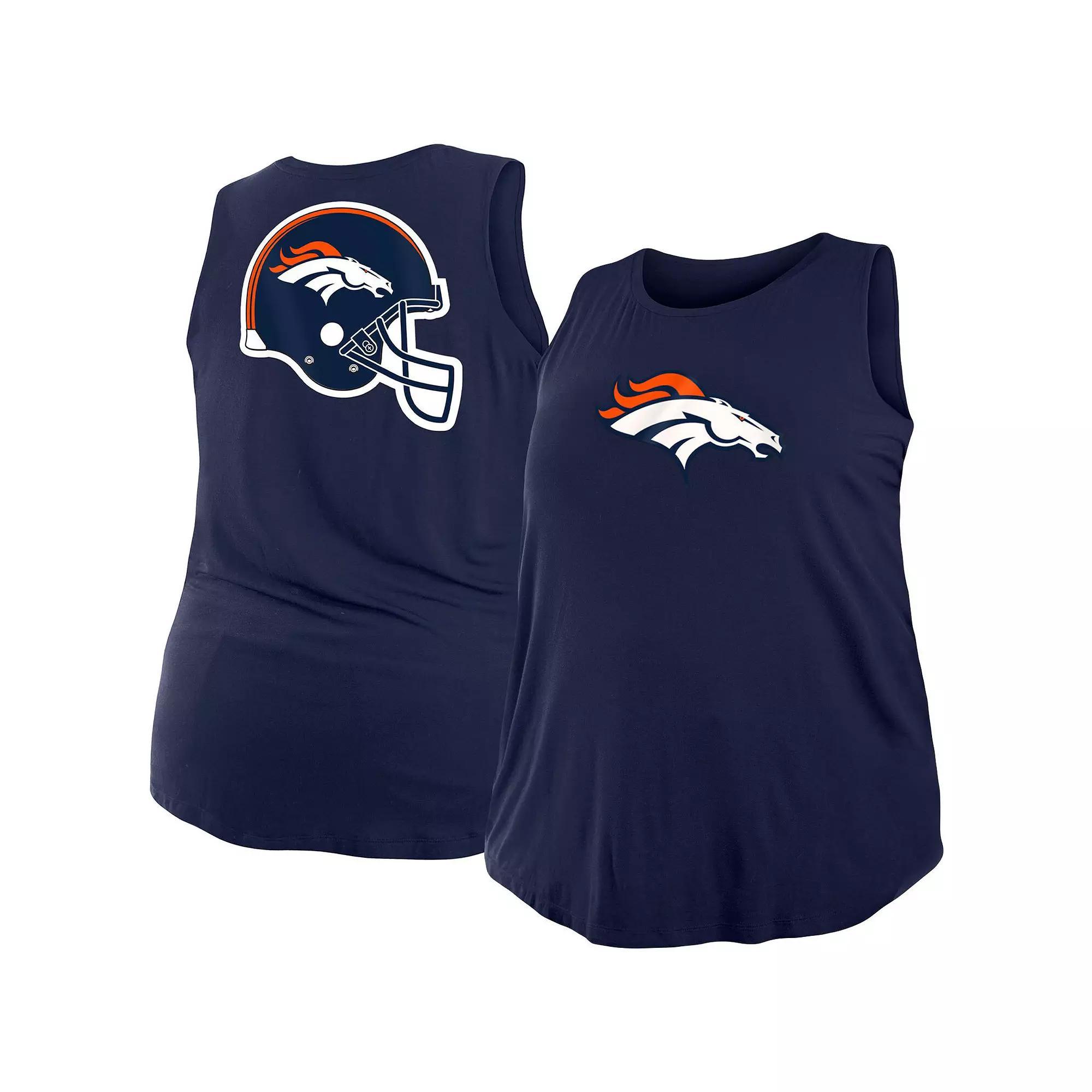 Women's New Era Navy Denver Broncos Plus Size Tank Top, Size: 4XL, Blue Product Image