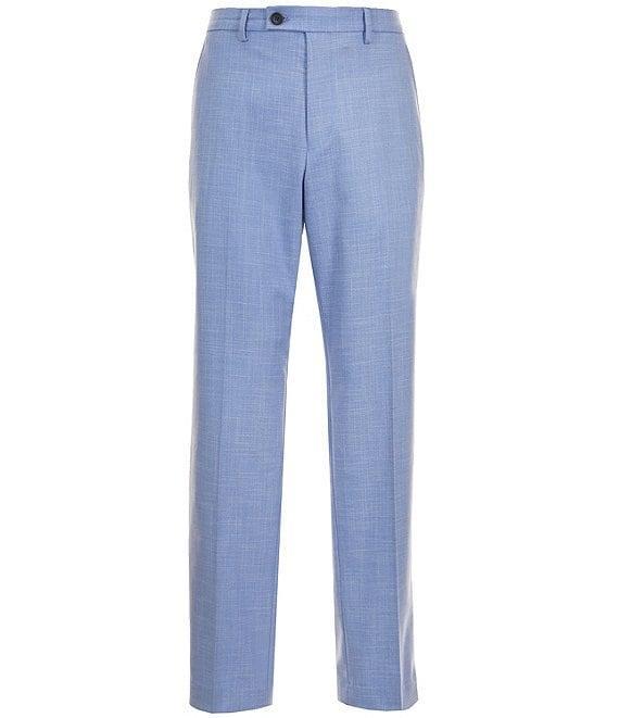 Perry Ellis Tailored Fit Flat Front Crosshatch Textured Twill Pants Product Image