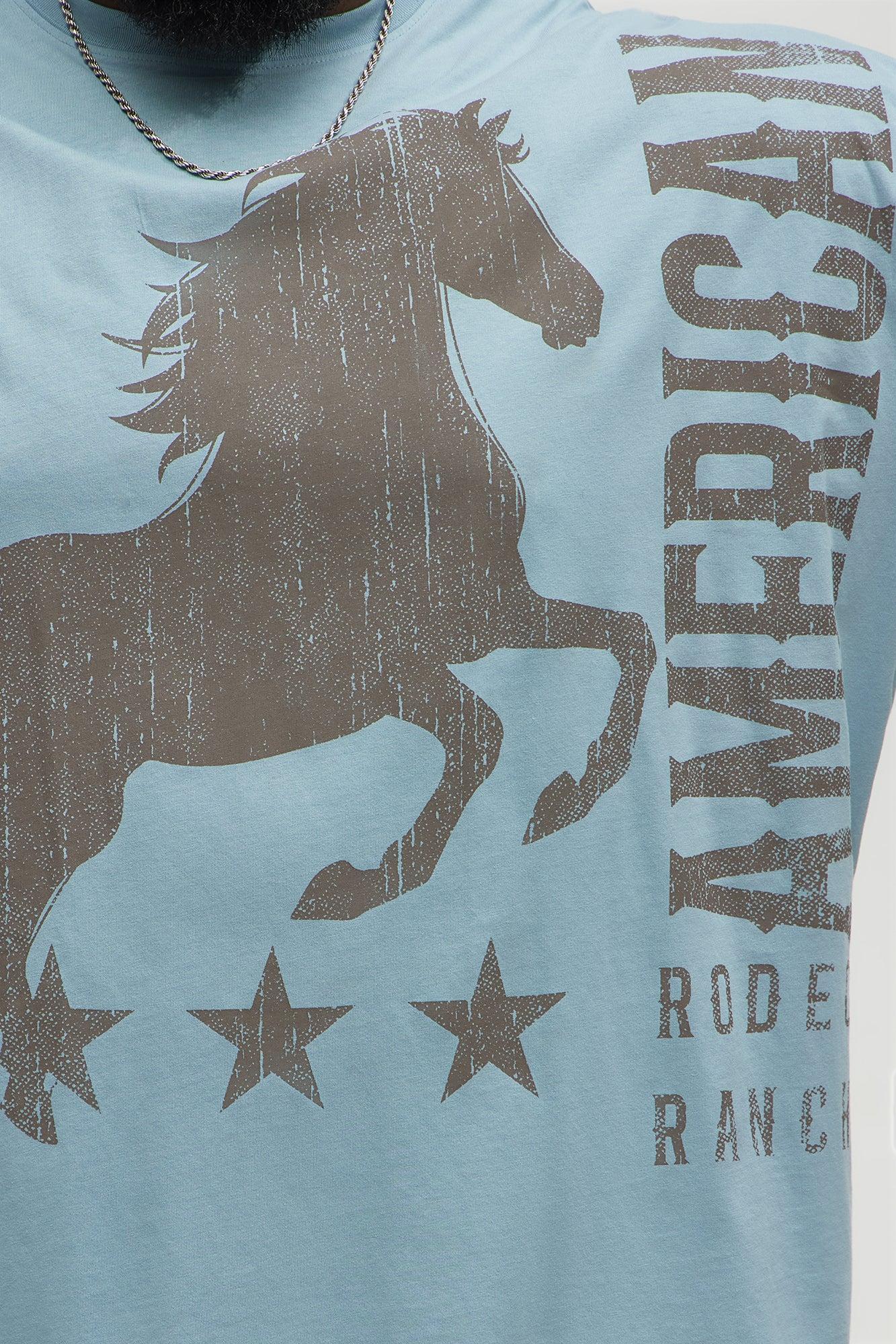 American Rodeo Ranch Oversized Short Sleeve Tee - Light Blue Male Product Image