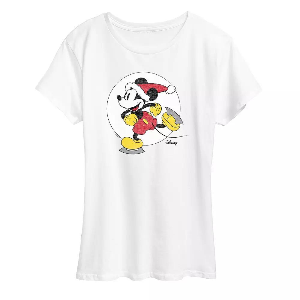 Disney's Mickey Mouse Women's Mickey On Ice Skates Graphic Tee, Girl's,  Product Image