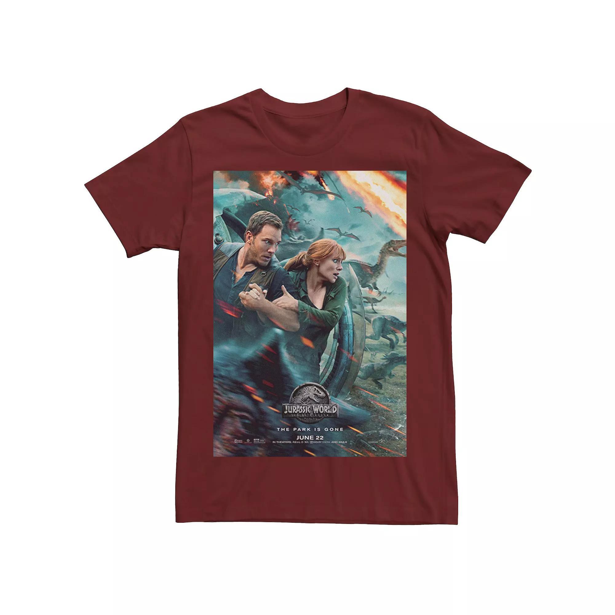 Men's Jurassic World Two Owen Claire Movie Poster Tee, Size: Large, Red Product Image