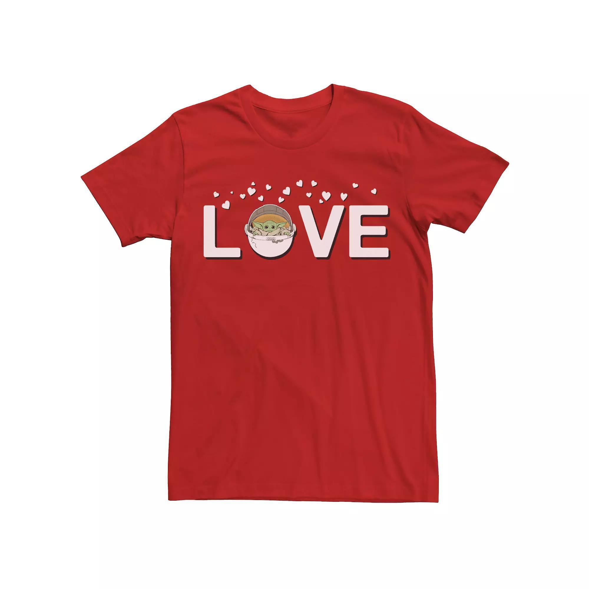 Men's Star Wars The Mandalorian The Child Love Valentine's Day Tee, Size: Small, Red Product Image