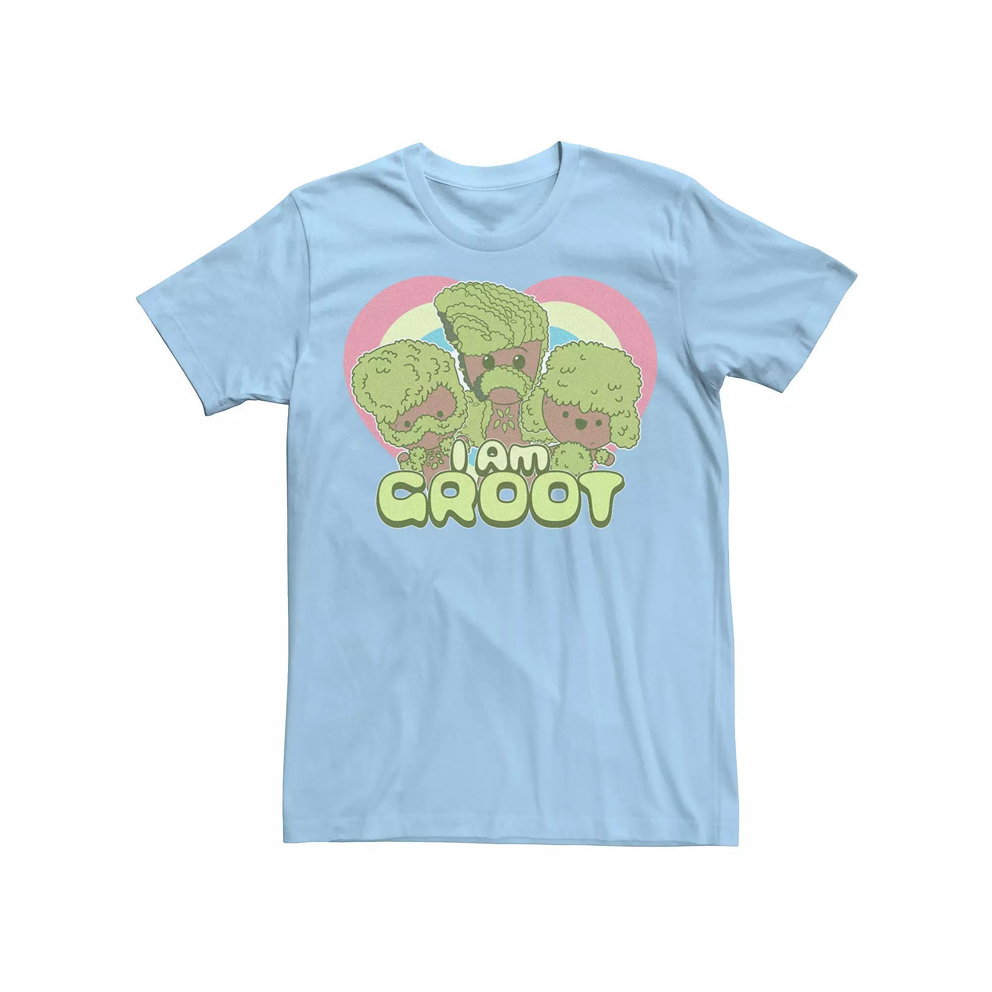 Men's Marvel I am Groot Cute Groot With Hearts Background Tee,  Product Image