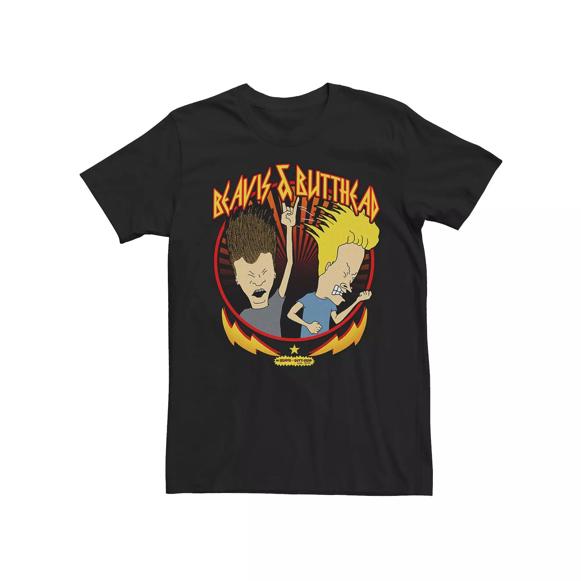 Men's Beavis And Butthead Metal Short Sleeve Tee, Size: 3XL, Black Product Image