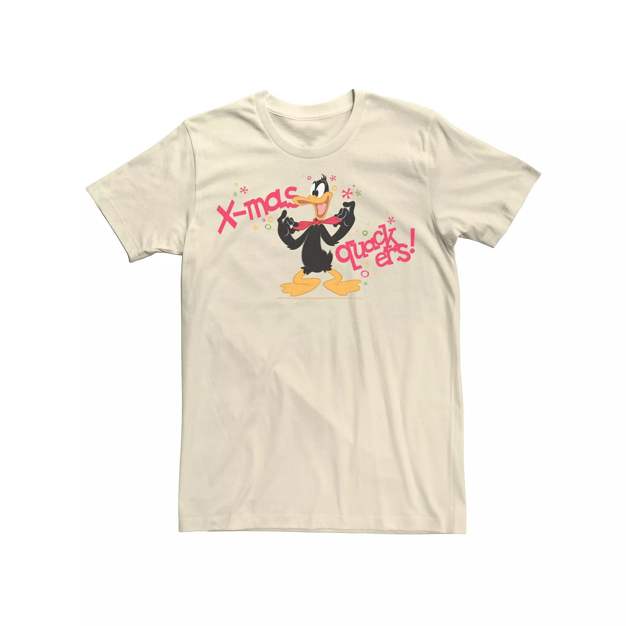 Men's Looney Tunes Christmas Daffy Duck X-Mas Quackers Tee,  Product Image