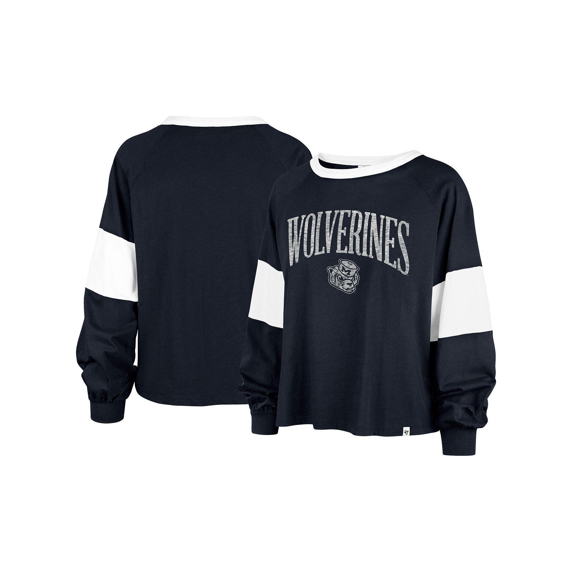 Women's '47 Navy North Carolina Tar Heels Upside Rhea Raglan Long Sleeve T-Shirt,  Product Image