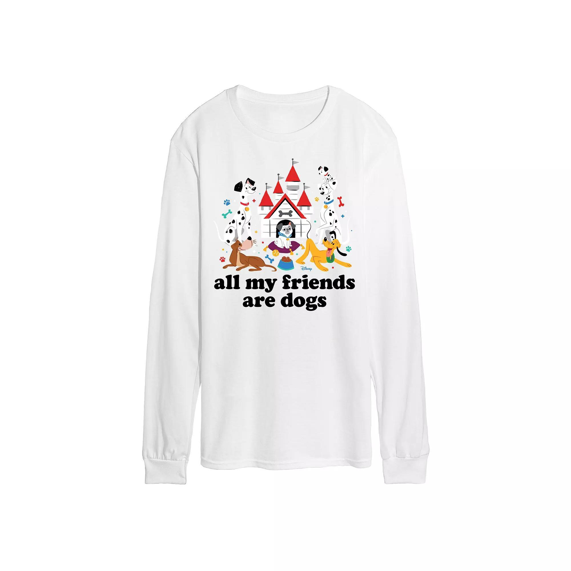 Disney Men's All My Friends Are Dogs Long Sleeve Graphic Tee,  Product Image
