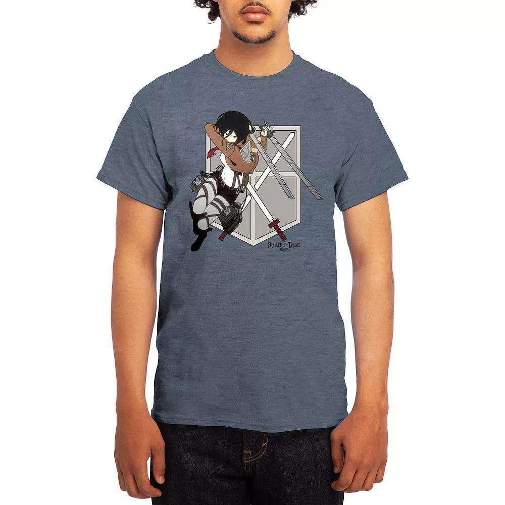Men's Attack on Titan Mikasa Flying Emblem Tee, Boy's, Size: XXL, Grey Light Blue Product Image