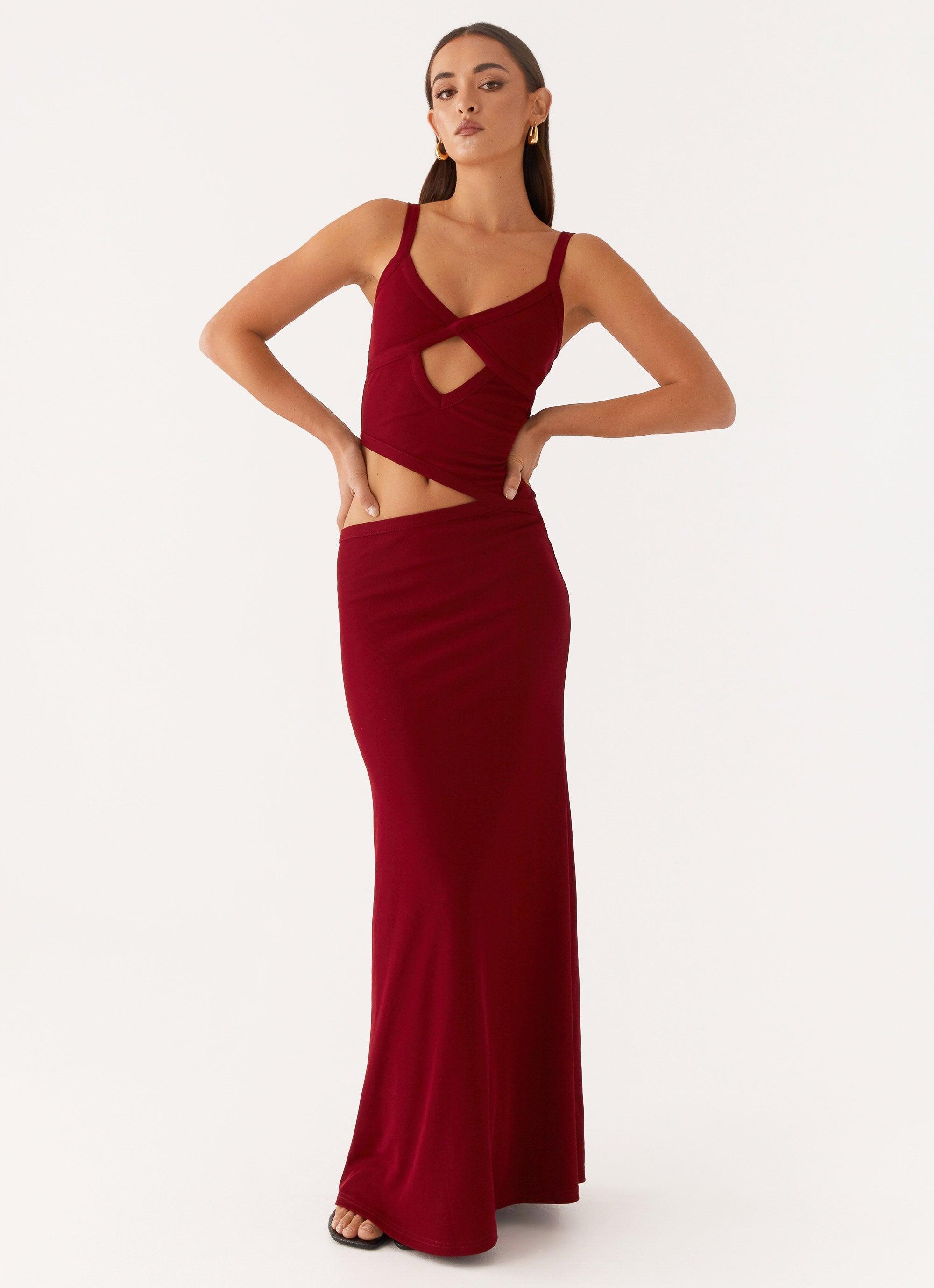 Jocelyn Maxi Dress - Maroon Product Image