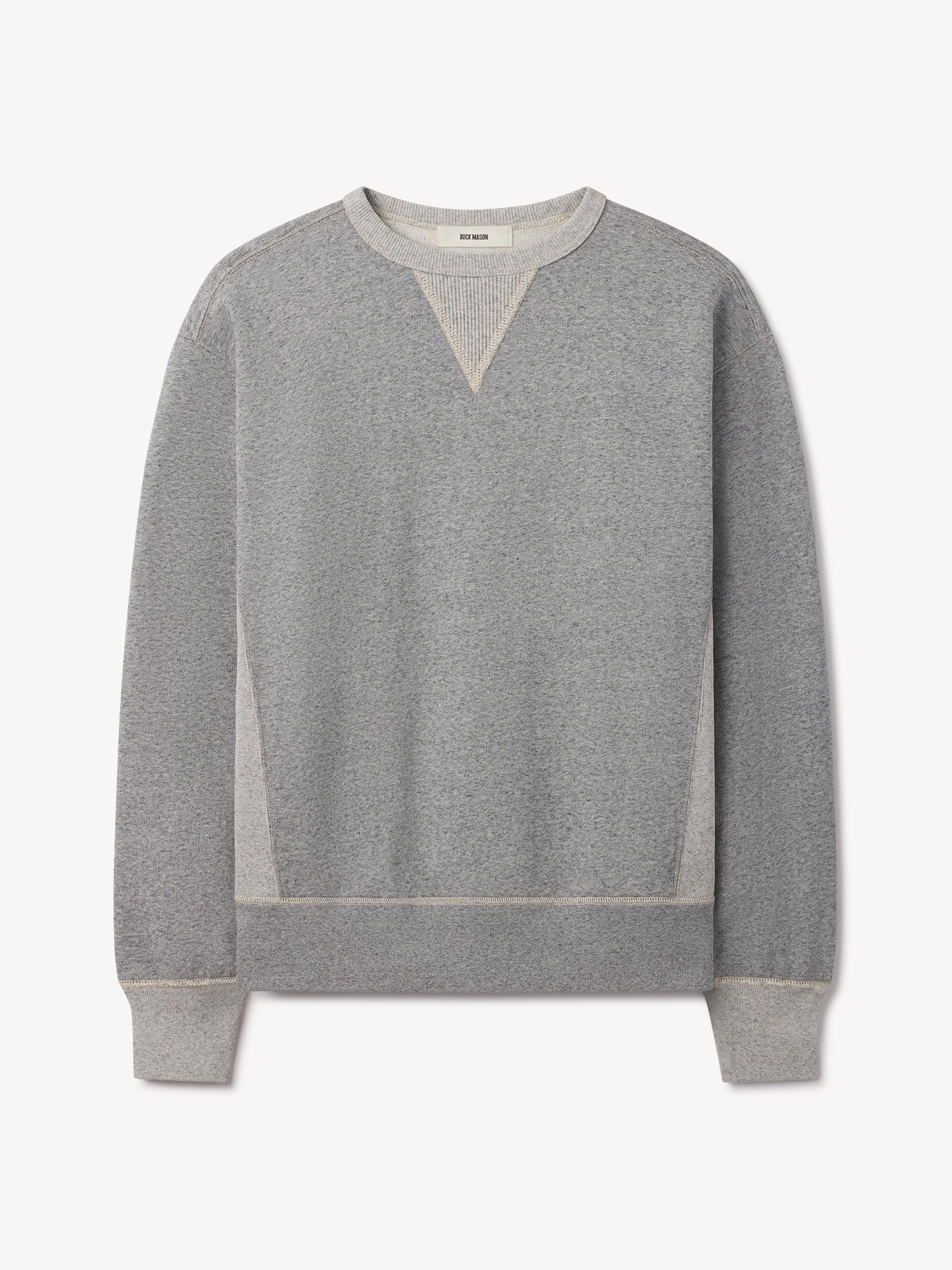 Two Tone Heather Grey Welterweight Double V Crew Sweatshirt Product Image