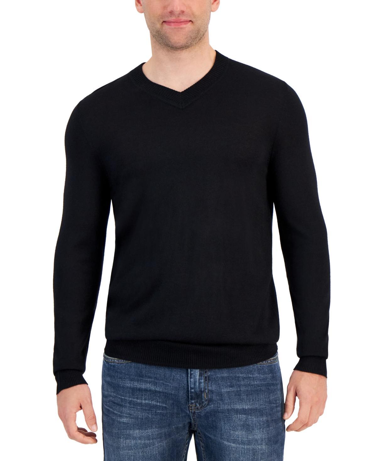 Alfani Mens Long-Sleeve V-Neck Merino Sweater, Created for Macys Product Image