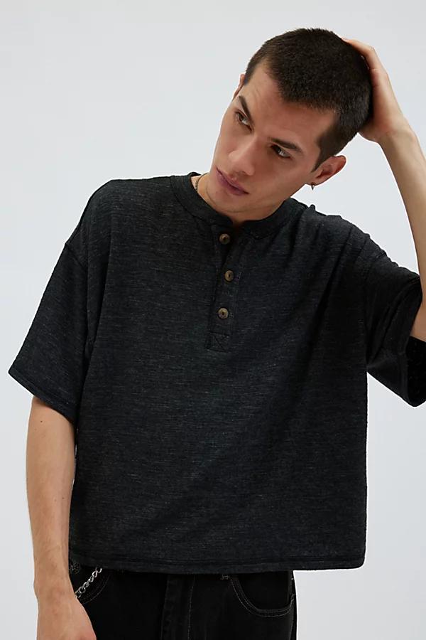 Urban Renewal Remnants Made In LA Wide Cropped Henley Tee Mens at Urban Outfitters Product Image