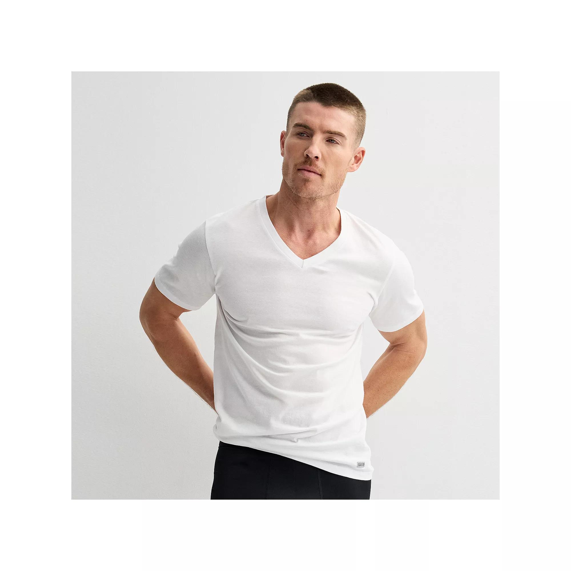 Men's Kenneth Cole Reaction Cotton V-Neck Undershirts 3-Pack, Size: Large, White Product Image