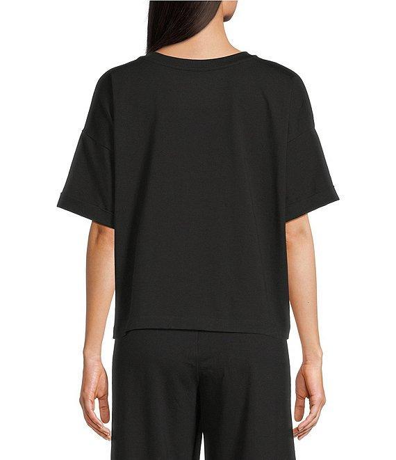 Eileen Fisher Organic Cotton Blend Stretch Jersey Round Neck Short Sleeve Top Product Image
