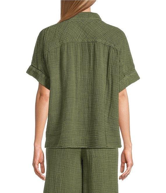Westbound Woven Short Sleeve Button Front Top Product Image