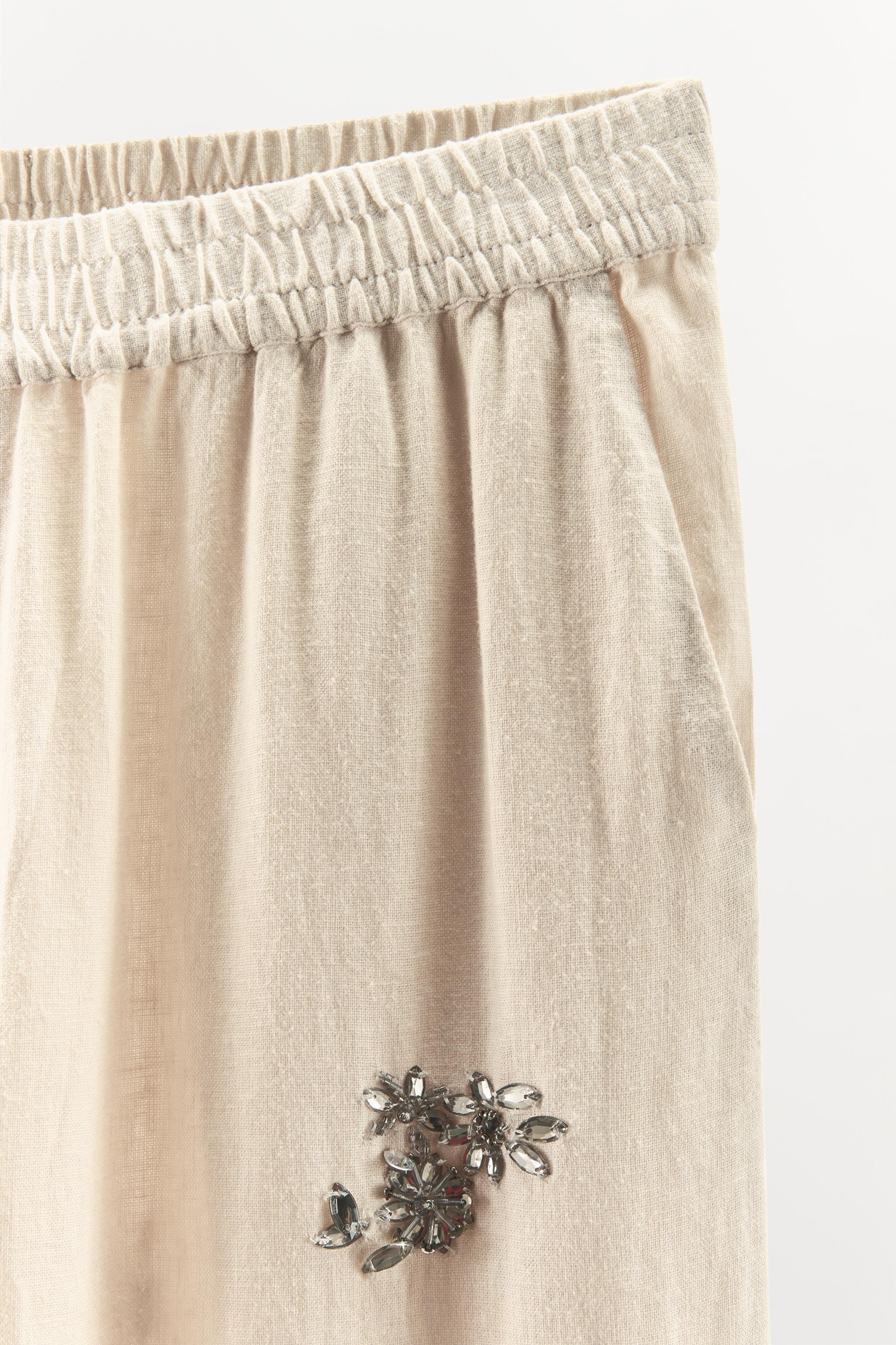 JEWELED LINEN PANTS Product Image