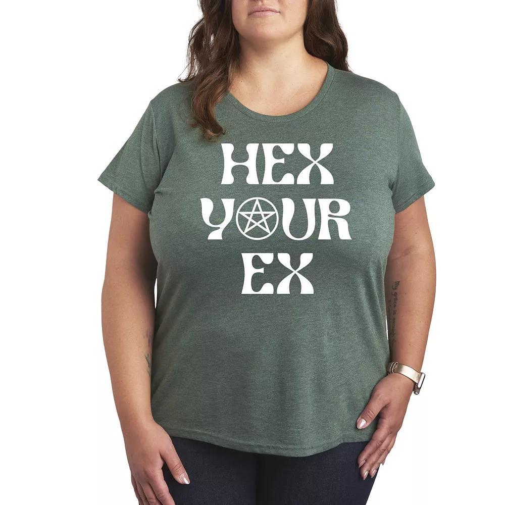 Plus Size Hex Your Ex Graphic Tee, Womens Grey Green Product Image