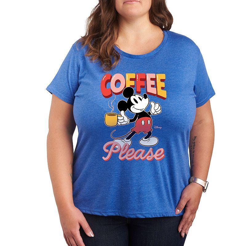 Disney's Mickey Mouse Plus Coffee Please Graphic Tee, Women's, Size: 1XL, Grey Gray Product Image