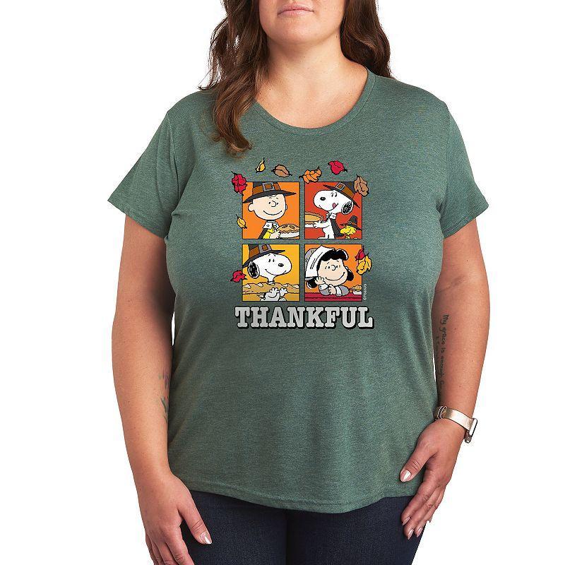 Plus Peanuts Thankful Graphic Tee, Women's, Size: 1XL, Black Product Image