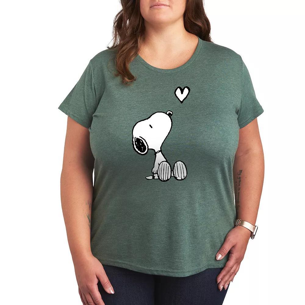 Plus Peanuts White Snoopy Heart Graphic Tee, Women's,  Product Image
