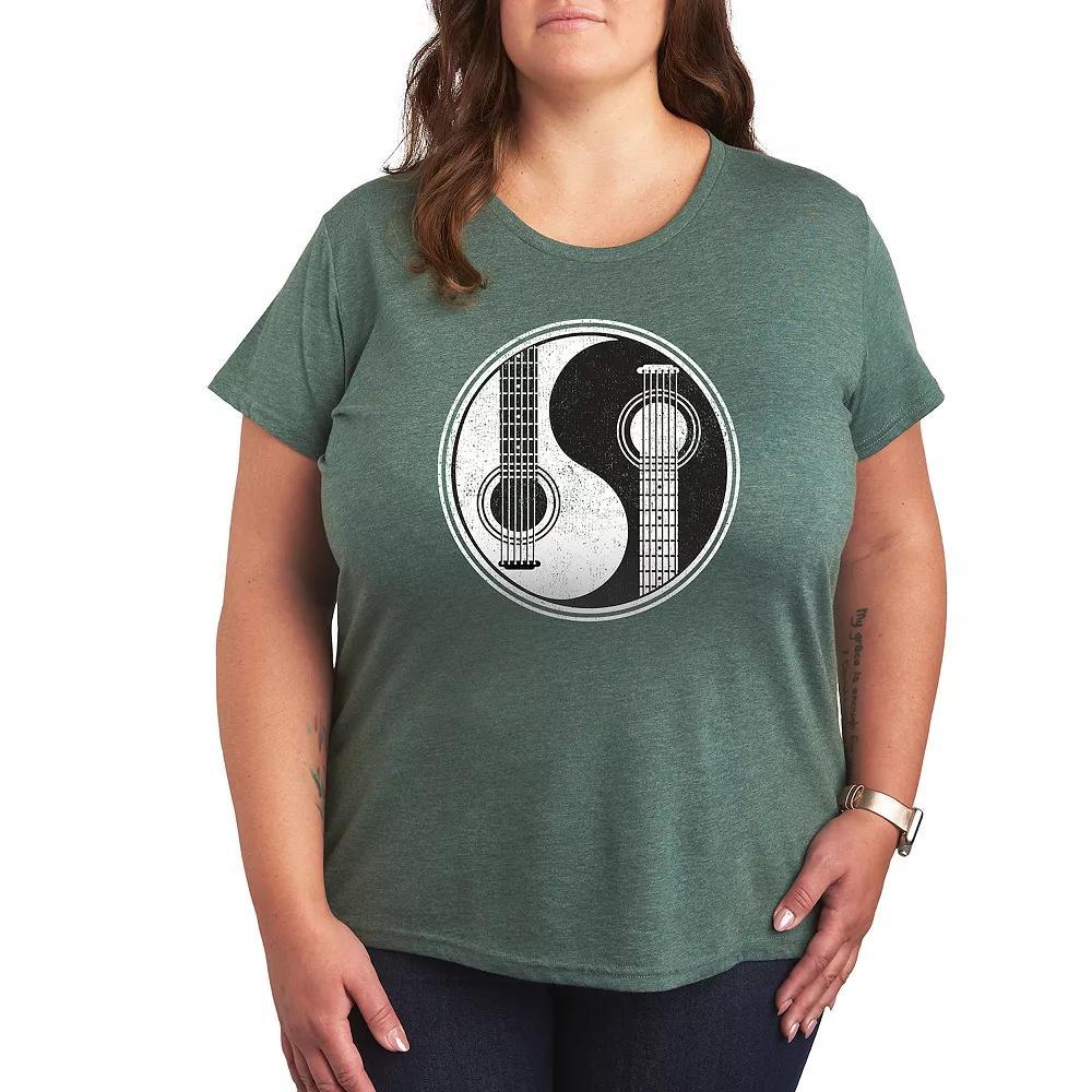 Plus Yin Yang Guitar Graphic Tee, Women's, Size: 4XL, Grey Green Product Image