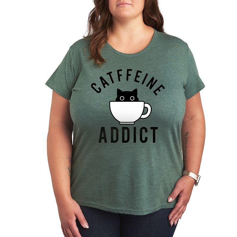 Plus Catffeine Addict Graphic Tee, Women's,  Product Image